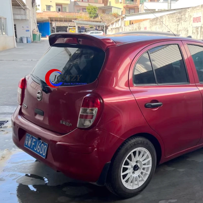 سبويلر لنيسان مارس 2010 2011 2012 2013 2014 2015 جودة عالية بلاستيك ABS سقف خلفي للسيارة أجنحة سبويلر ملحقات #6