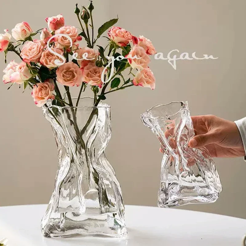 Glass Transparent Vase Creative Design Water Pated Plants Plot, Fresh Flower Arrangement Bottle, Table Table-top ornaments