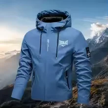 2026 Men's Lightweight Hooded Hiking Jacket, Solid Color, Breathable, Wear-Resistant, for Daily Use
