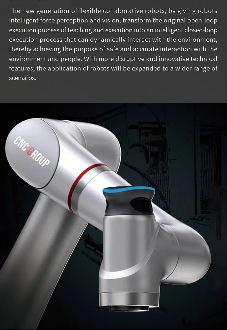 Robot collaborativo industriale a 6 assi completamente automatico ad alta precisione Cobot Braccio robotico con carico utile da 5 kg per la saldatura