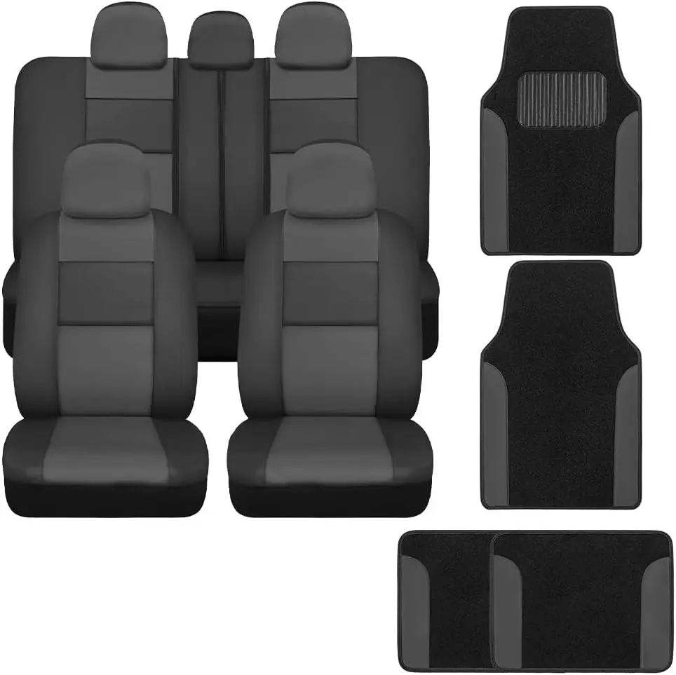 

Универсальные чехлы для автомобильных сидений из искусственной кожи, полный комплект с подходящими ковриками для защиты салона внедорожников и грузовиков