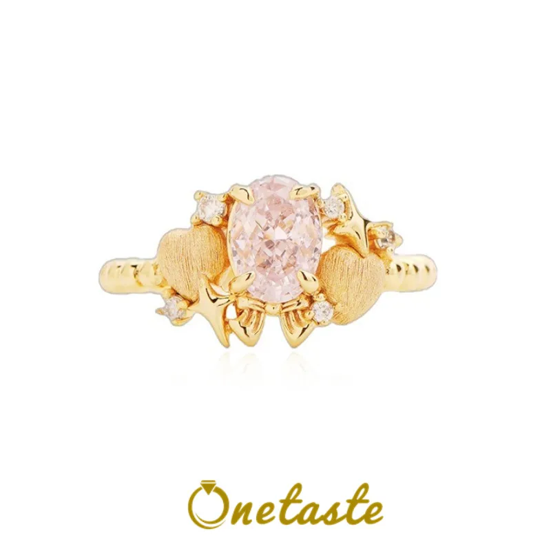 

925 Sterling Silver 18K Gold Brushed Cubic Zirconia Dotted Band Rings Women Star Heart Sparkle Dainty Statement Ring Love Gift