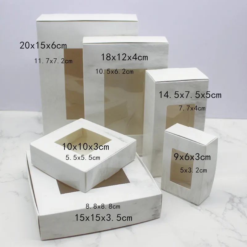 10 pcs large-sized marble patterned window packaging box gift candy jewelry display