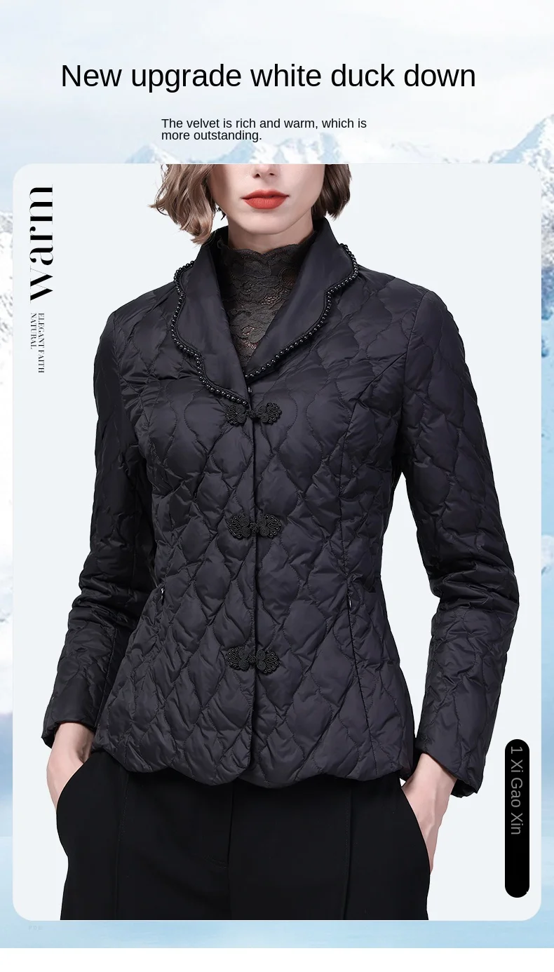 Casaco puffer curto feminino, casaco leve com pato branco para baixo, cintura frisada quente, jaquetas casuais, preto, moda, outono, inverno