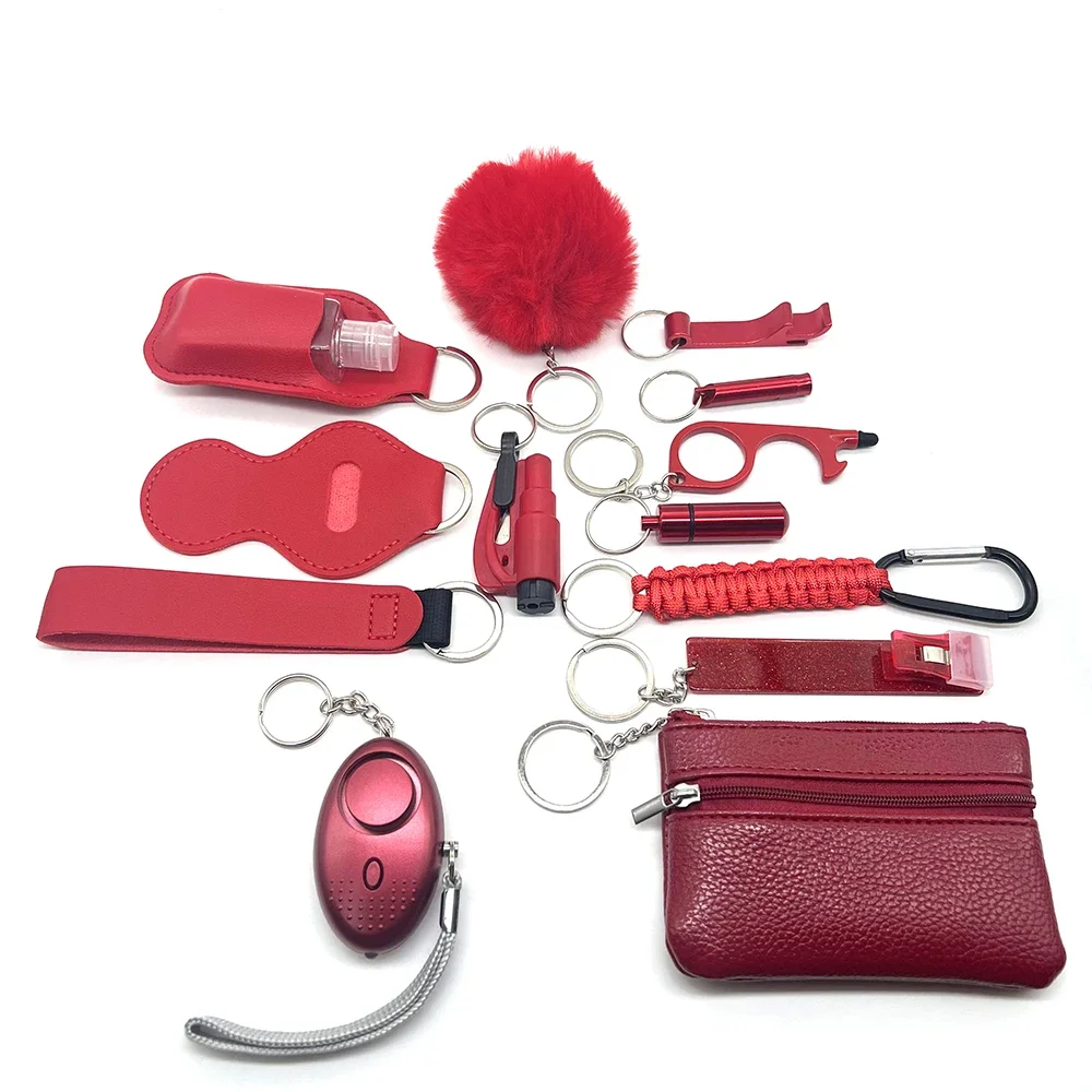 14pcs Self Defense Keychain Set Men's and Women's Multi functional Keychain Accessories for emergency preparedness