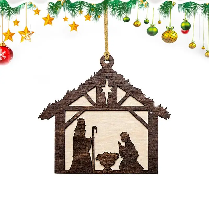 

Nativity Scene For Christmas Trees House Shape Christ Nativity Of Jesus Ornament Christian Christmas Ornaments Christian Home