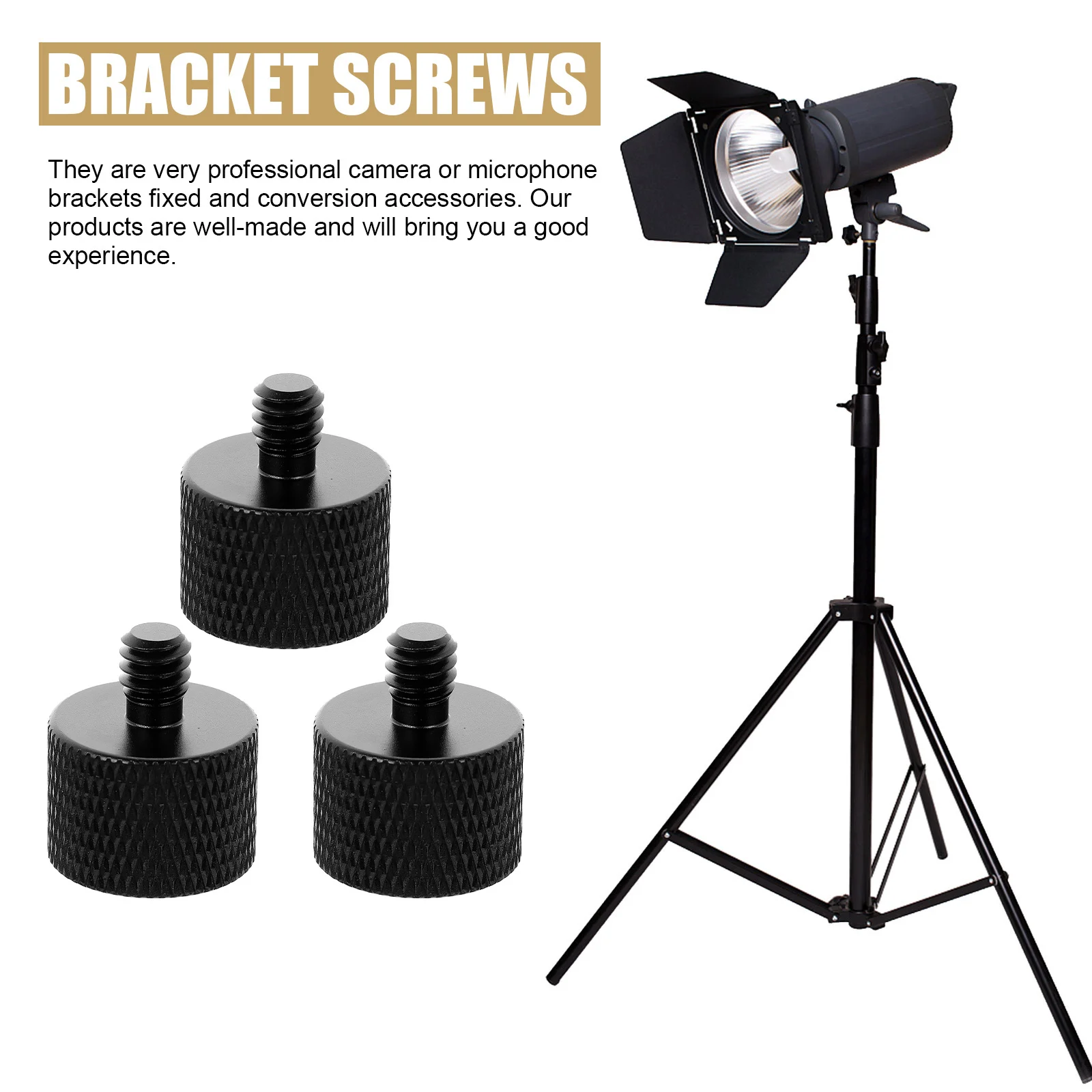 

3 Pcs Transfer Screw Microphone Stand Mount Tripod Thread Screws Adapter for Threaded Clip