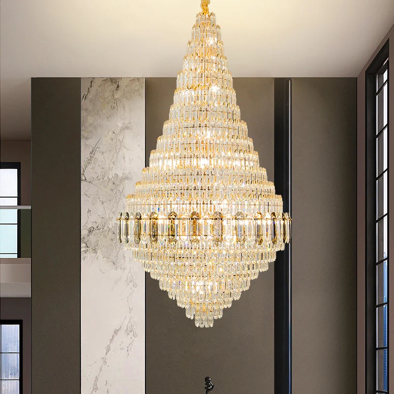 Design Of Crystal Chandeliers For Luxury Staircases In The Lobby Of Postmodern Hotels Double Story Living Room Pendant Light