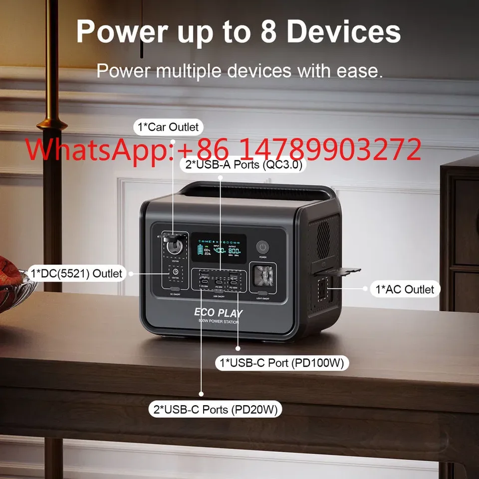 800W 512Wh 태양광 발전소, 이중 전압, 가정 및 캠핑용 휴대용 에너지 저장 장치 썸네일 7