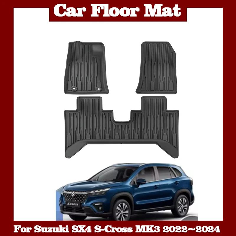 

Автомобильный коврик для Suzuki SX4 S-Cross MK3 2022 ~ 2024 часть для ног TPE интерьер водонепроницаемый устойчивый к царапинам коврик аксессуары