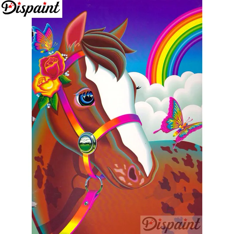 

Dispaint Full Square/Round Drill 5D DIY Diamond Painting "Cartoon horse flower"3D Embroidery Cross Stitch Home Decor Gift A12454