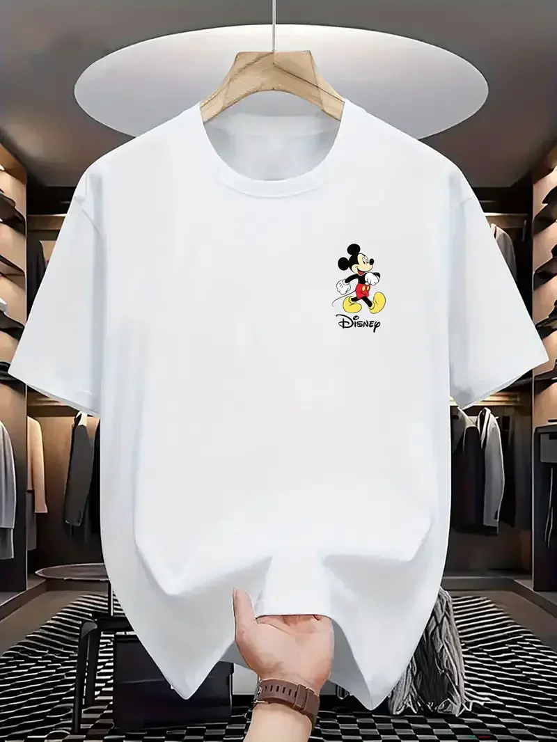

Disney Mickey Mouse Series T Shirt Oversize Men's Casual Cotton Women Couple Top Tee Vacation Unisex Short Sleeve Breathable