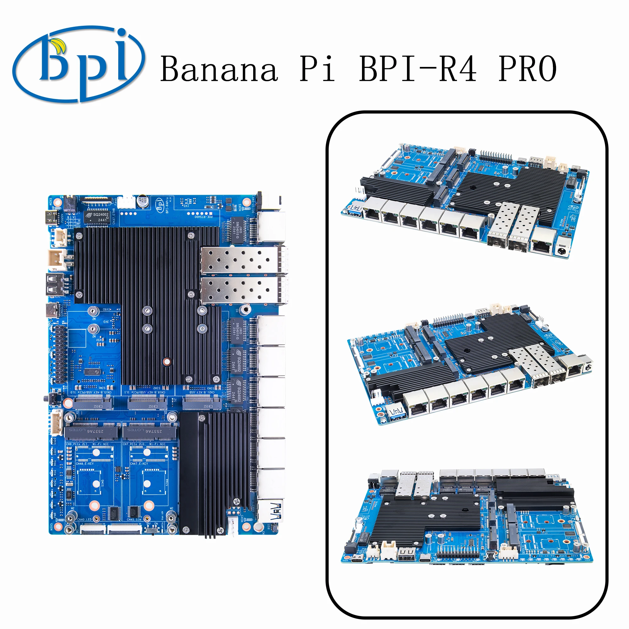 Banana Pi MediaTek MT7988A BPI-R4 PRO(8X) 8 ГБ DDR4 8 ГБ eMMC для интернет-роутеров, сетевых и коммуникационных приложений