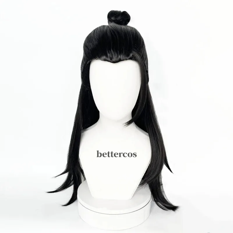 2 tipi Anime Suguru Geto Kenjaku Parrucche sintetiche per cosplay per capelli neri + cappuccio per parrucca