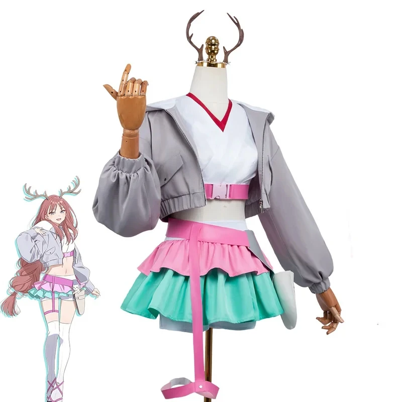 

354552.Anime Cosmic Princess Kaguya! Ayatsumugi Roka Cosplay Costume Wig Fern Halloween Party Suit1【【