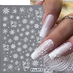 Adesivi con fiocchi di neve per unghie decalcomania per unghie neve bianca 5D goffrata inverno natale Design lettere Slider Manicure decorazione NLPRO