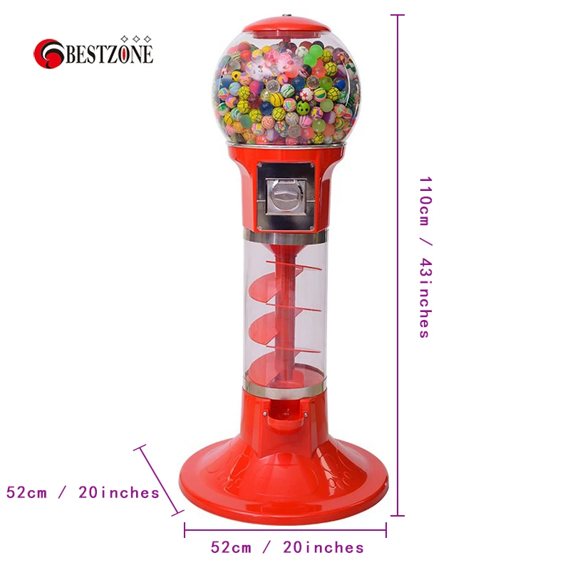 Height 110CM 43Inch Red Coin Operated Toy Surprise Ball Candy Bouncing Ball Gumball Plastic Capsule Vending Machine Dispenser