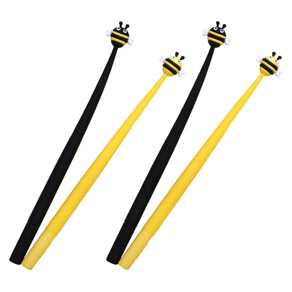 4Pcs Silicone Writing Instruments Gel Ink Pens Cartoon Animal Shapes Smooth Office Supplies Students Study Gifts