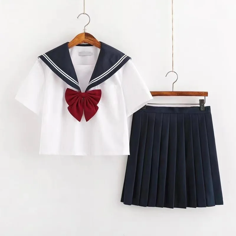 White Schoolgirl Uniform Japanese Class Navy Sailor School Uniforms Students Clothes For Girls Anime COS Sailor Navy Suit