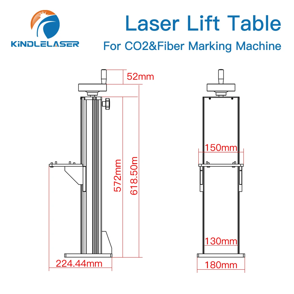 KINDLELASER Fiber & Co2 Laser Marking Part Z Axis Lifting Table Height 500mm for DIY 1064nm Fiber Marking Part