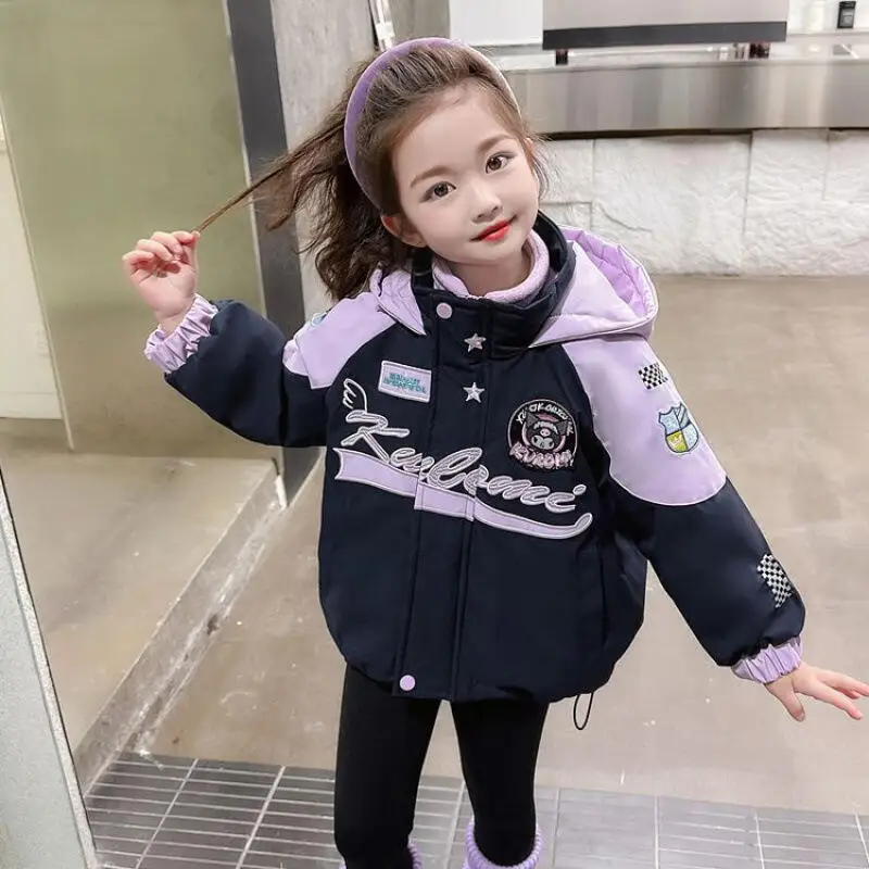 

Пальто-пулемет Kuromi для девочек на Хэллоуин Sanrio, осень-зима, новая стильная толстая теплая куртка с героями мультфильмов аниме, детские удобные топы