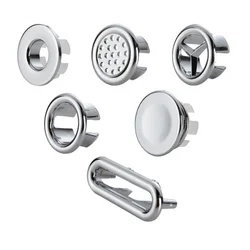 2Pcs Ceramic Basin Spilled Water Ring Overflow Spare Cover Chrome Trim Bathroom Supplies Sink Round Overflow Accessories