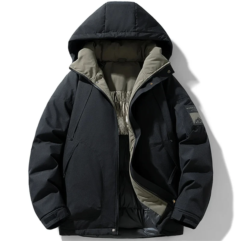 

Men's Winter Thickened Windbreaker Parka Coat, Casual Sports Padded Puffer Jacket with Hood, Workwear Style