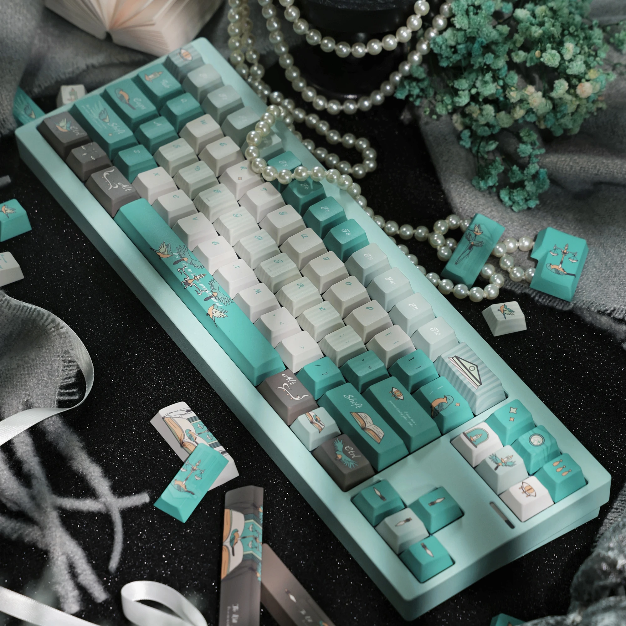 Robin Keycap Green 140 Keys Suitable For Thermal Sublimation Pbt Cherry Keycap Diy Keycap Set