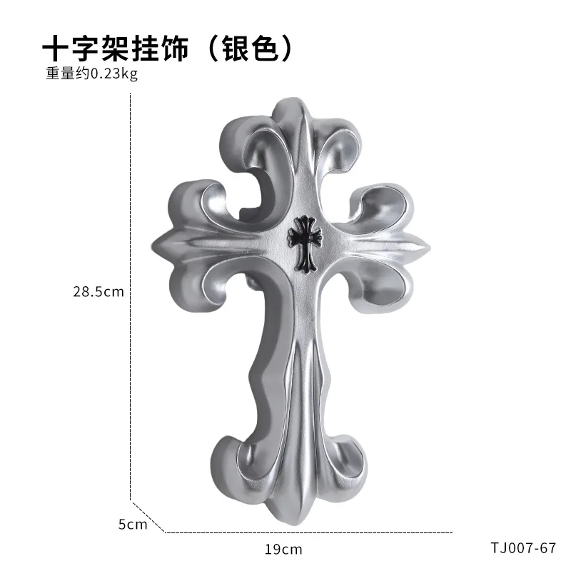 Retro Cross Wall Decor Gothic Style Resin Cross Ornaments Vintage Hanging Sculptures for Home Bedroom Living Room Wall Art Decor - view 4