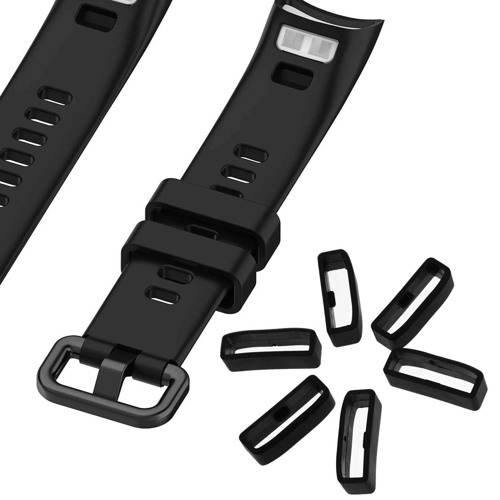6 قطعة حزام (استيك) ساعة حارس استبدال مشبك حامل Tpu مكافحة خسر حلقة موصل ل آمنة حزام تحديد حزام (استيك) ساعة السحابة