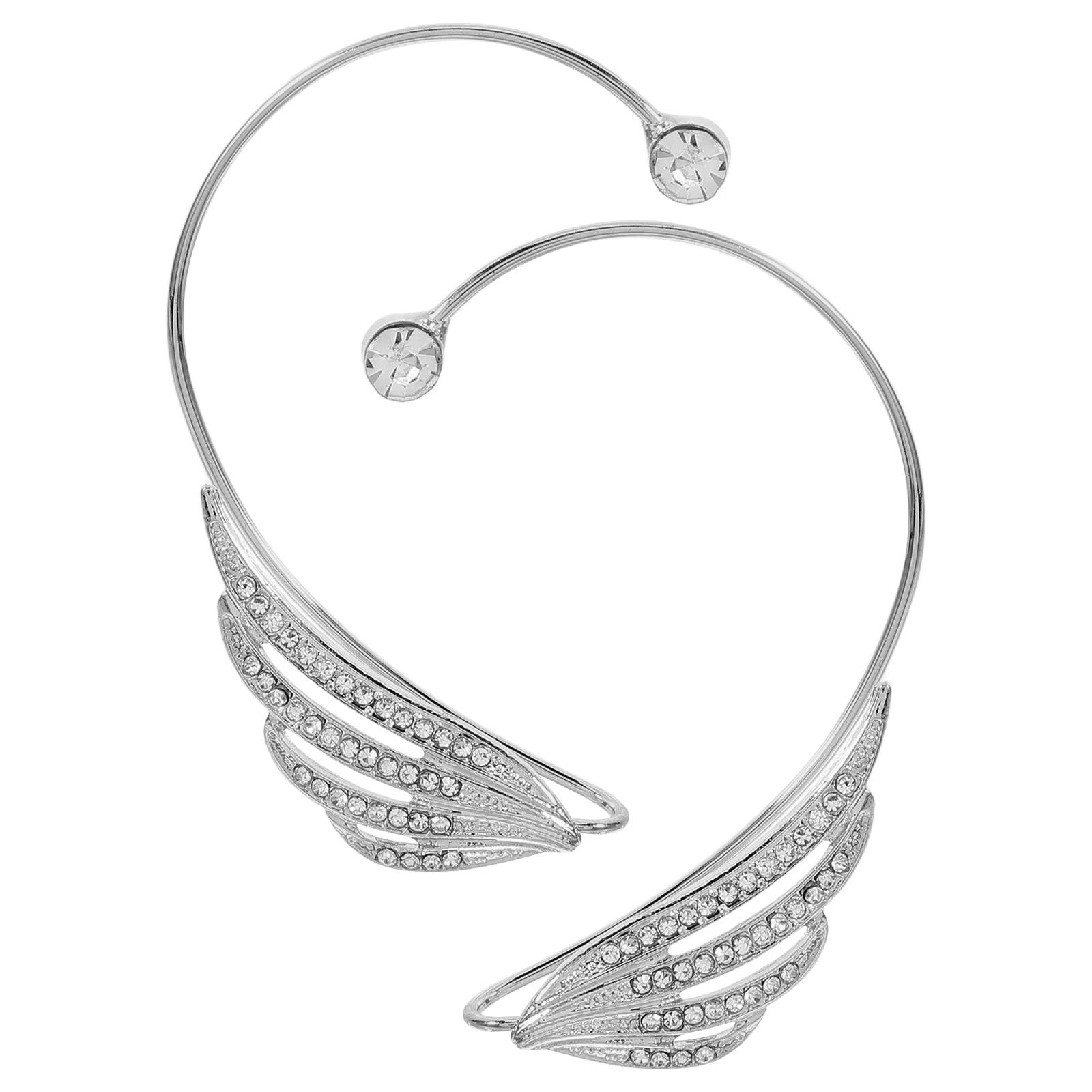 

2PCS Ear Cuff Earrings Rhinestone Sparkly Fashion Design Silver Color Women Accessories No Piercing Comfortable