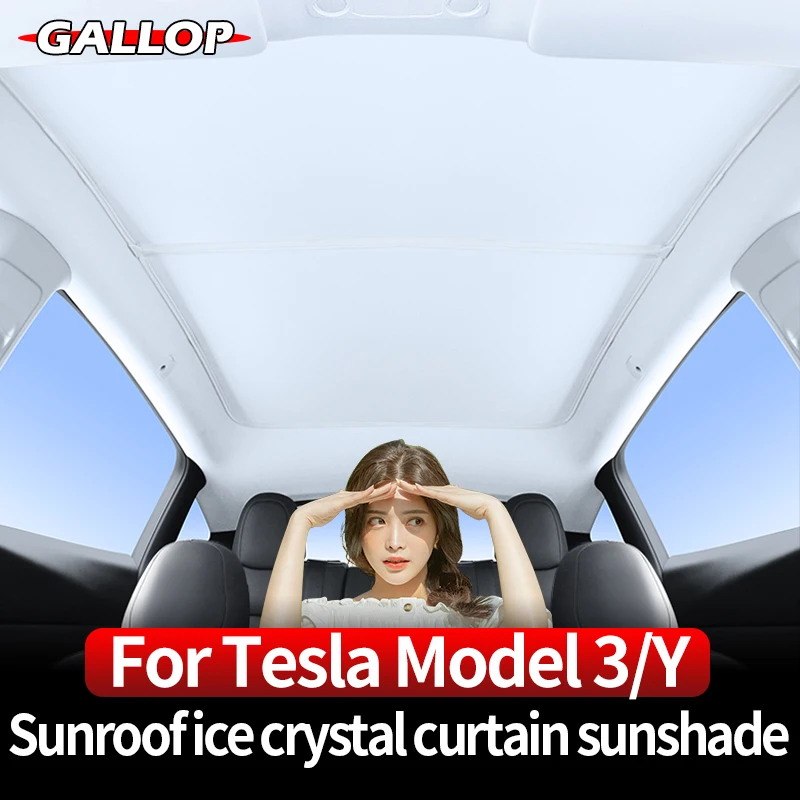 

For Tesla Model3 ModelY Car Ice Crystal Curtain Sunshade Sunroof Blind Heat Insulation Decorative Interior Trim Accessories Kit