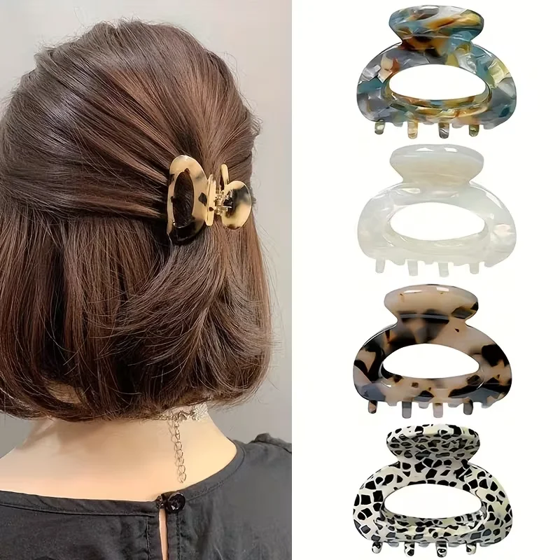 1 pc, leopard print hair clip, simple clip at the back of the head, hair accessory shark clip, suitable for everyday wear