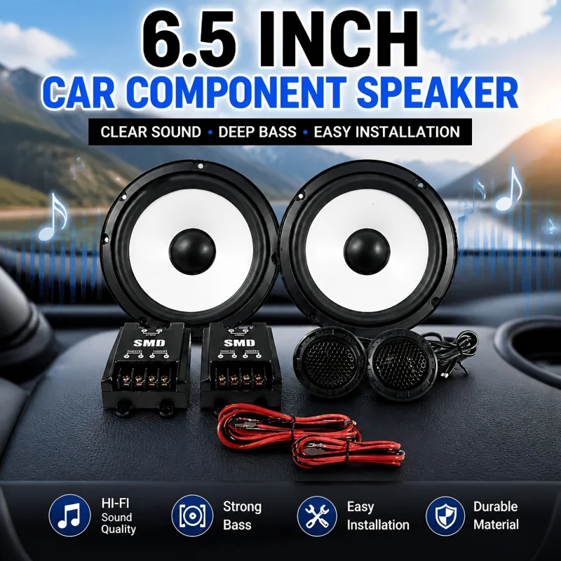 6.5 Inch Two-Way Car Speaker Universal Car Door Audio System, Powerful Bass with Full-Range Sound Quality, Suitable for Car Owne