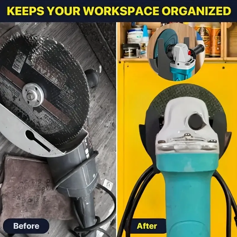 Metal Angle Grinder Holder Wall Mounted Storage Rack for 5-Inch Grinder or Polisher Tools, Black Bracket with Optional Screws image 2