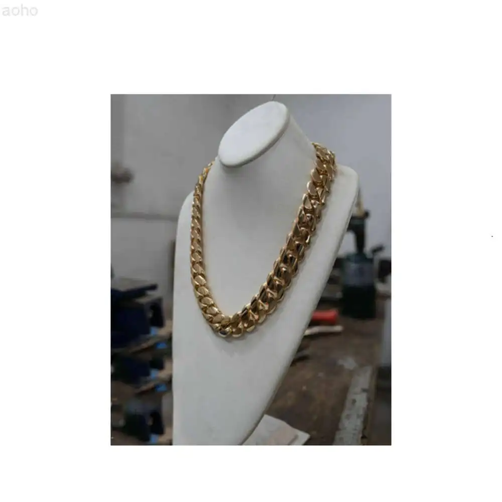 

Handmade 22mm 24 Miami Cuban Link Chain 550grams Heavy Solid 925 Sterling Silver 14k Gold Plated Curb Hiphop Chain