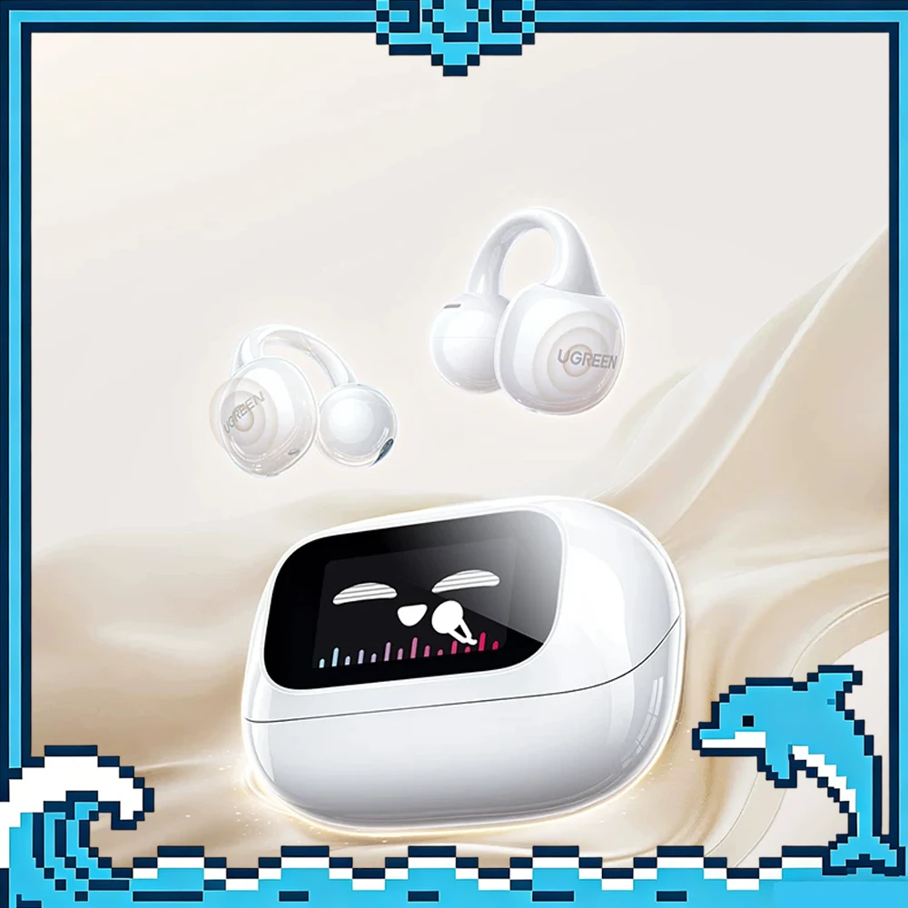 UGREEN S6/T6/H6 Magic LCD Full Color Smart Screen Wireless TWS Bluetooth Earphones Earbuds Headphones AI Call Noise Cancellation