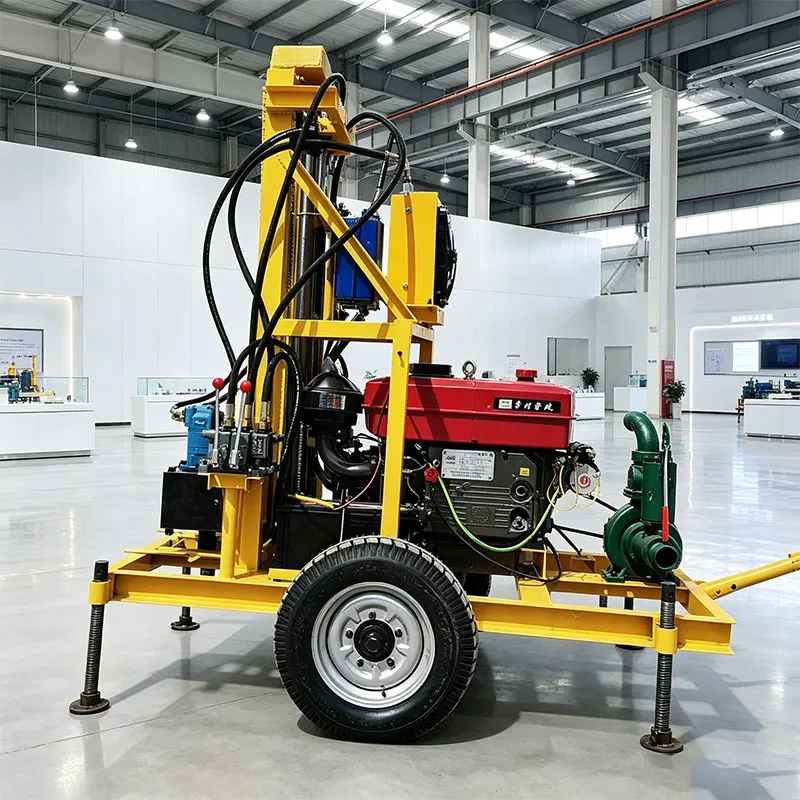 Customized Quick Installation Water Well Drilling Rig 28HP 150m Portable Diesel Hydraulic Wheel Type Accurate Positioning