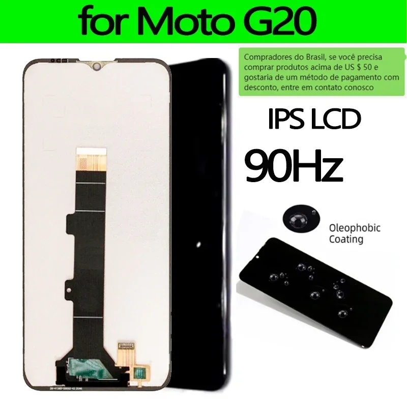GEFENSI 6,5 ''Original 90Hz para Motorola Moto G20 LCD XT2128-1 XT2128-2 pantalla táctil Digiziter reemplazo del ensamblaje