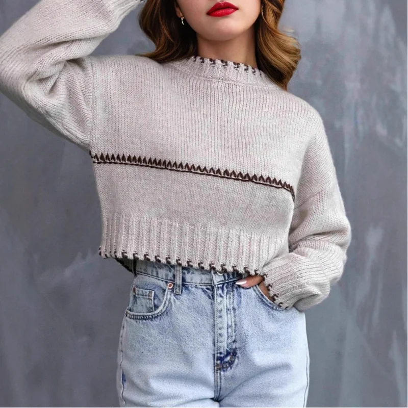 

European And American Short Sweater Loose Casual American Style Fashion Autumn And Winter New Style Pullover Top For Women