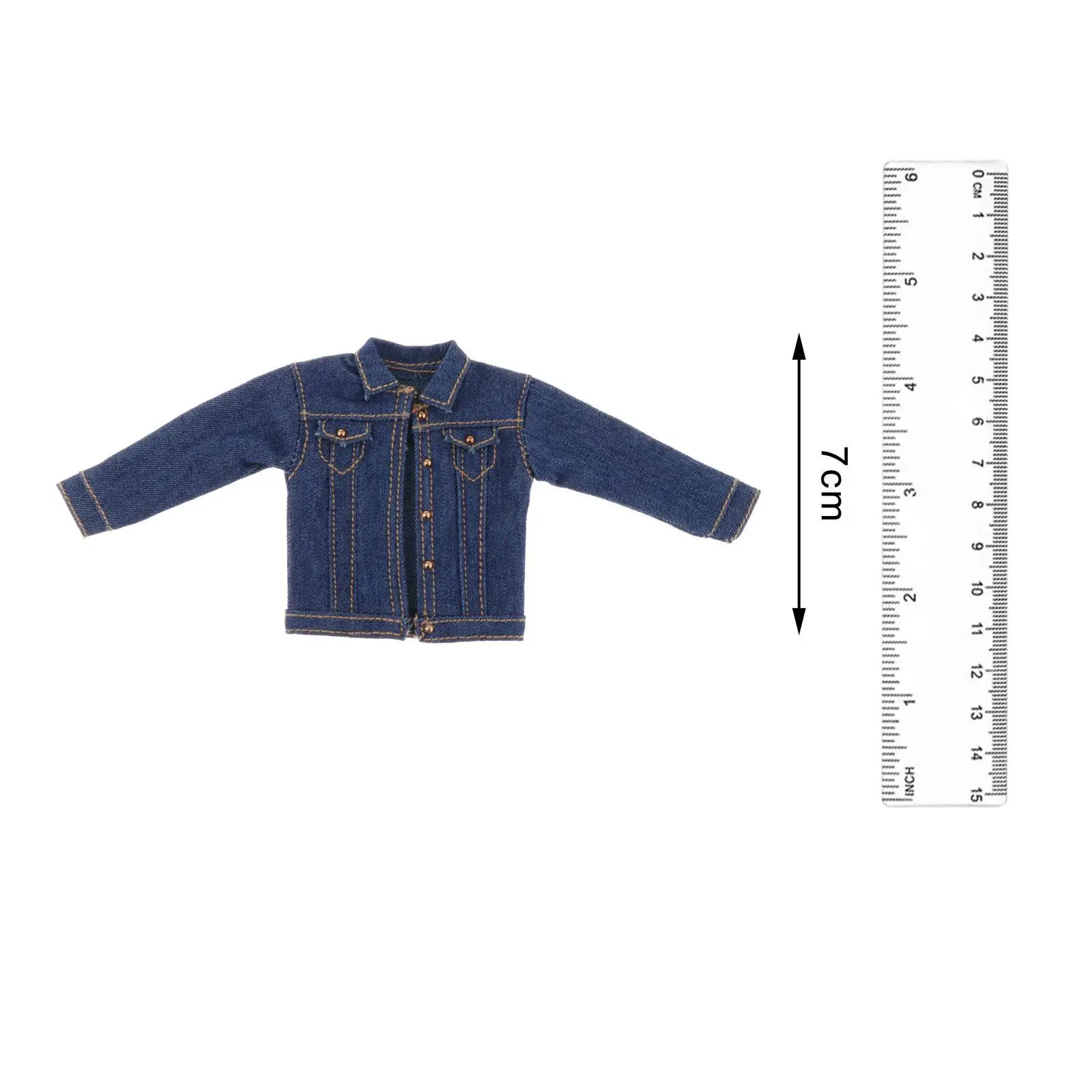 1/12 männliche Jeans jacke, Miniatur kostüm, hand gefertigte Puppen kleidung für 6"