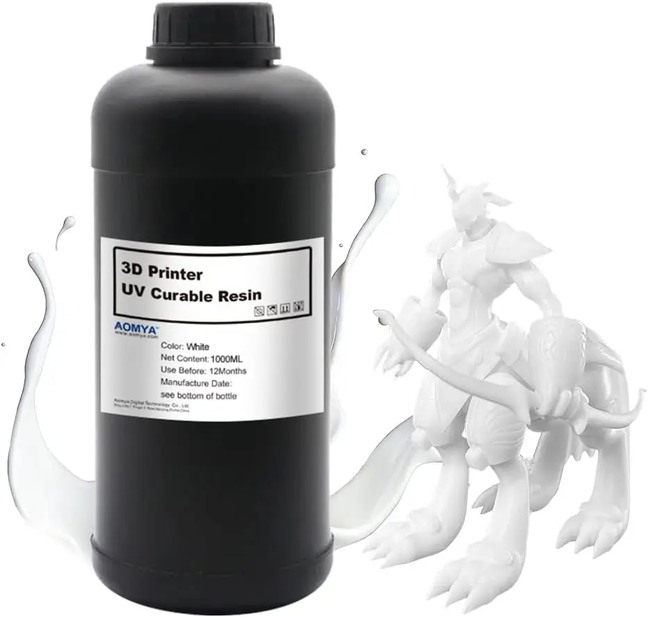 Aomya Standard Photopolymer Resin LCD UV-Curing Resin 405nm 3D Printer Resin for DLP LCD 3D Printing White 1000ml