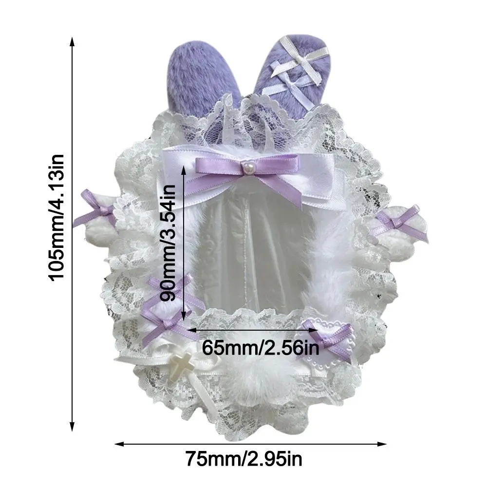 New 3 Inch Plush Card Holder Bow Lace Idol Photo Case DIY with Ribbon ID Card Protection Cover