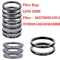 Black Metal 52mm-49mm/50mm/52mm/54/55mm/58mm/60/62/67/72/77/82 Step Down Ring Filter Adapter Camera High Quality Filter ring