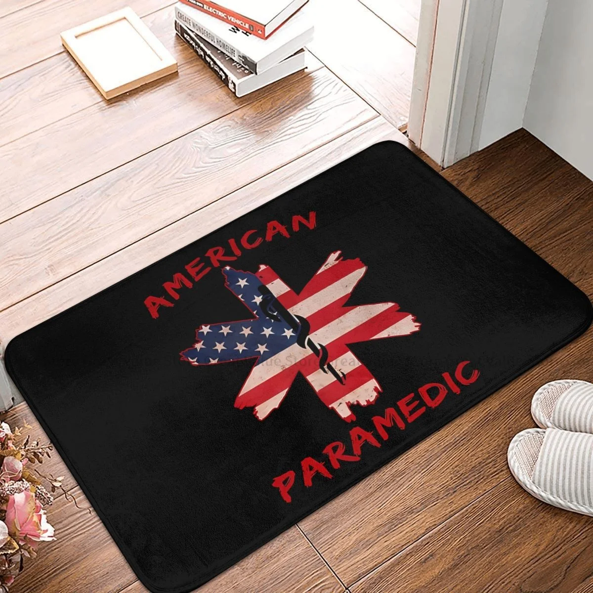 Star Of Life Anti-Slip Doormat Living Room Mat American Paramedic Vintage US Flag Floor Carpet Entrance Door Rug Bedroom Decor