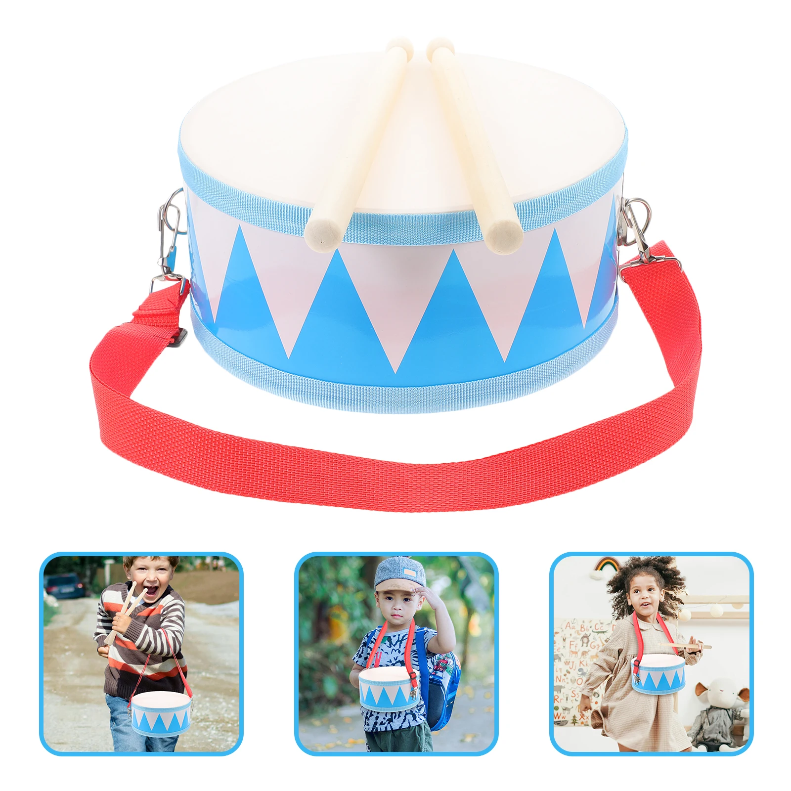 1 set Double Sided Wooden Drum 8 Inch Kids Percussion Instrument Toy Snare Drum Musical Toys for Children