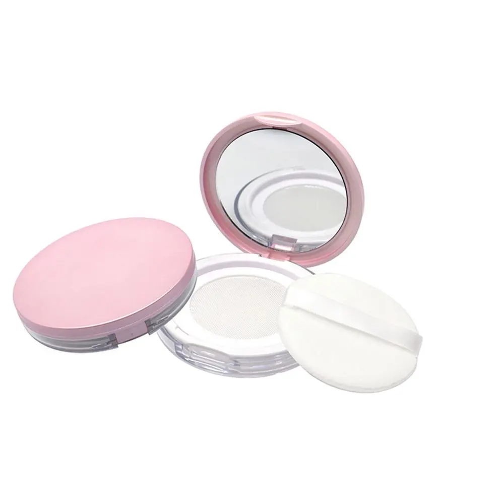 Multifunction Round Makeup Box Reusable Portable Bulk Powder Box With Mirror Durable Makeup Powder Case Girl