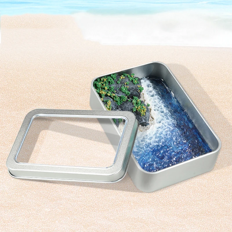 수제 미니어처 디오라마 레진 바다 파도 해변 에폭시 공예품 데스크탑 디스플레이 선반 장식 DIY 키트 홈 오피스 선물