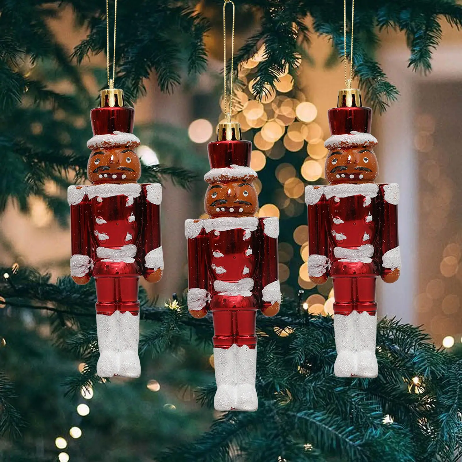 3 Pieces Christmas Tree Nutcracker Pendants Christmas Decoration Party Decor Collectible Creative Charm Sculpture for Holiday