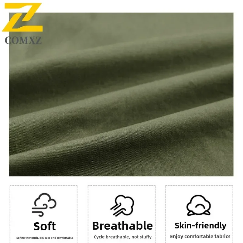 2025 New Work Shirts Men's Summer Trendy Pure Cotton Loose Multi-Pocket Button Short-Sleeved Shirt Casual Hiking Fishing T-Shirt